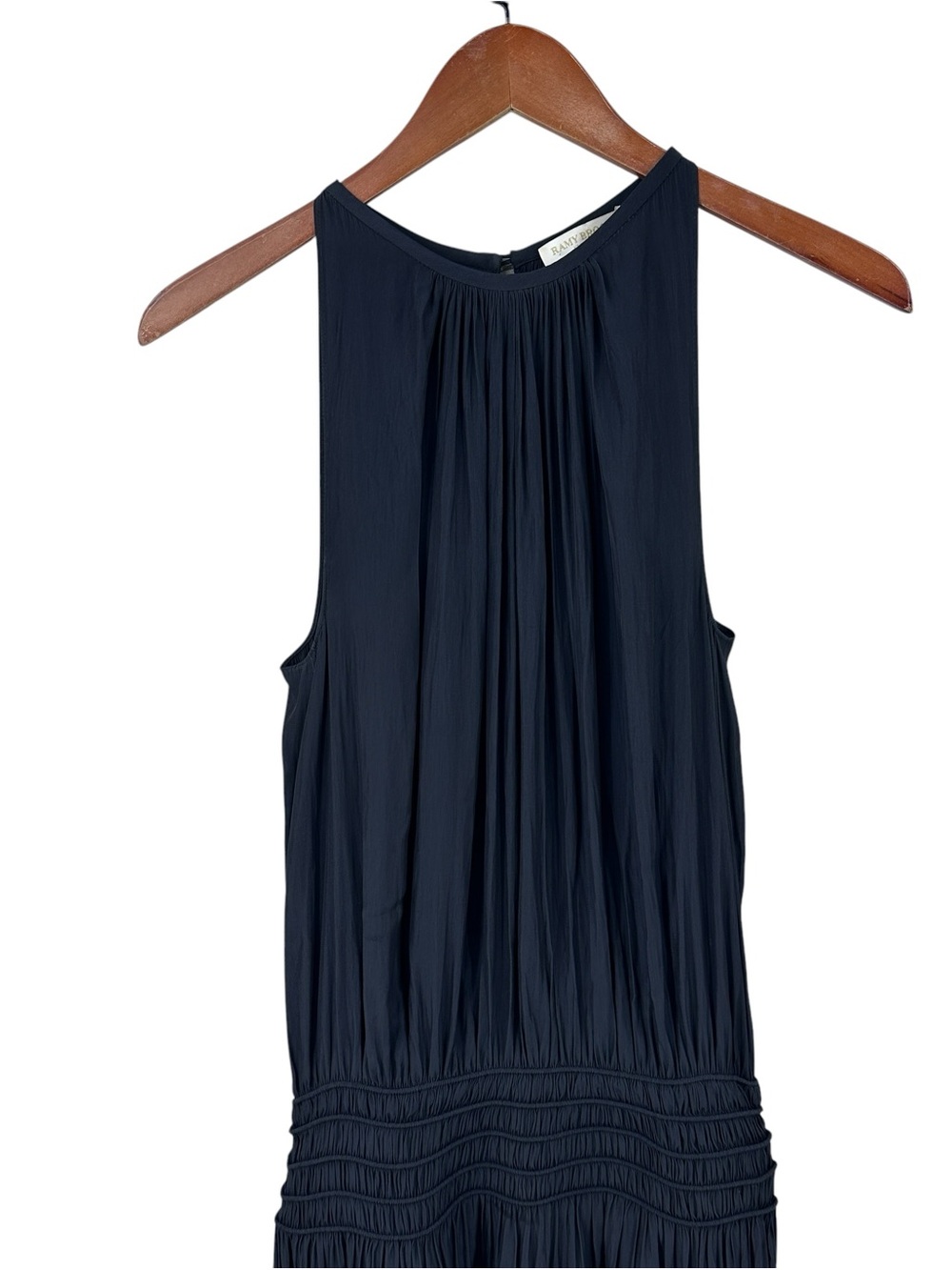 RAMY BROOK Audrey Dress Smocked Midi Blouson Sleeveless Black - Picture 3 of 8